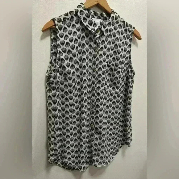 Liz Claiborne women’s button down sleeveless blouse white and black size medium - Picture 2 of 10